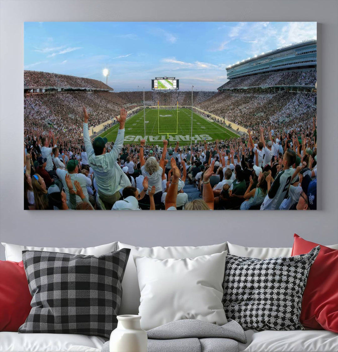 Michigan State Spartans Football Team Print - East Lansing Spartan Stadium Wall Art Canvas Print