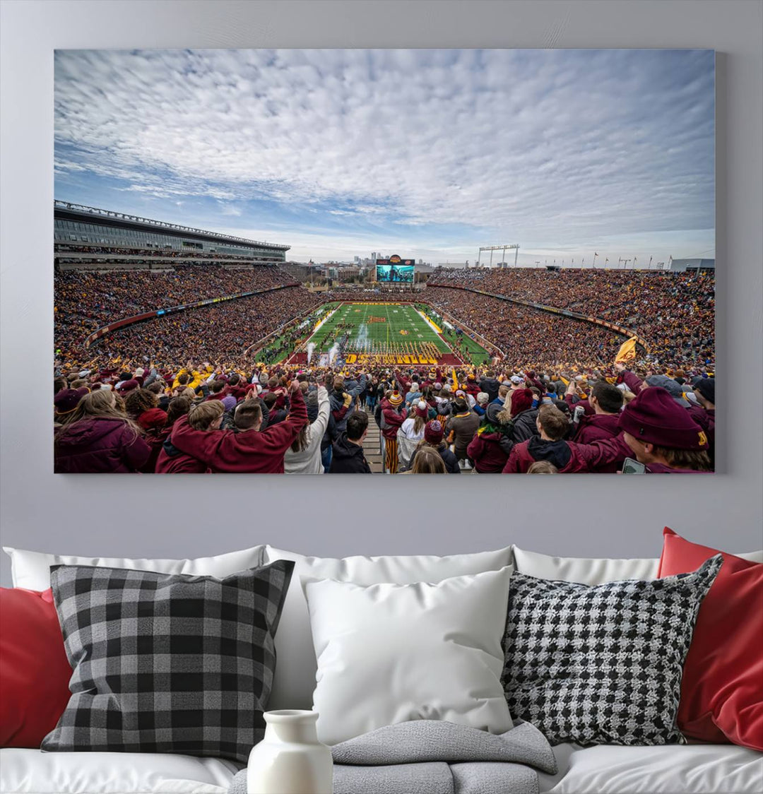 University of Minnesota Golden Gophers Football Team Print - Minneapolis Huntington Bank Stadium Wall Art Canvas Print