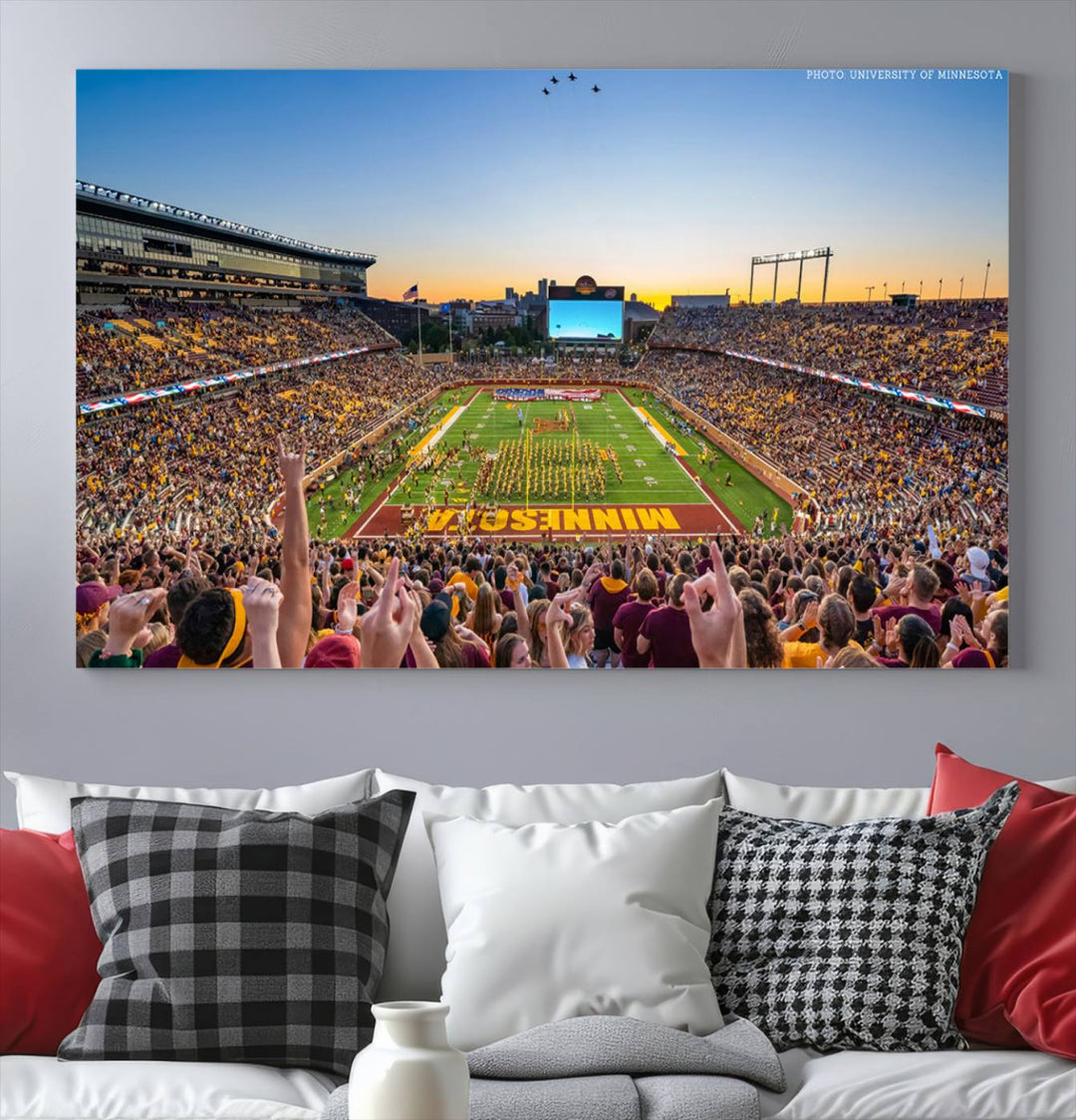 University of Minnesota Golden Gophers Football Team Print - Minneapolis Huntington Bank Stadium Wall Art Canvas Print