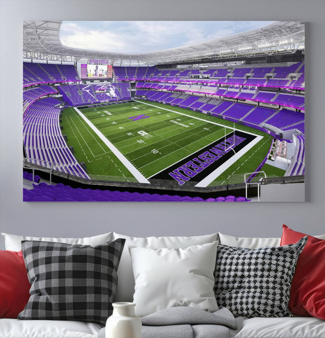 Northwestern University Wildcats Football Team Print - Evanston Ryan Field Wall Art Canvas Print