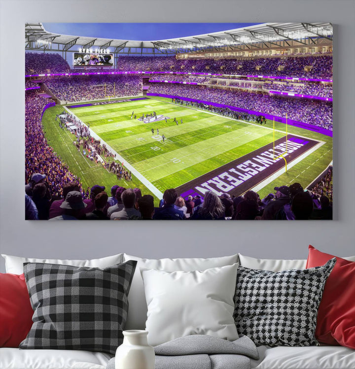 Northwestern University Wildcats Football Team Print - Evanston Ryan Field Wall Art Canvas Print