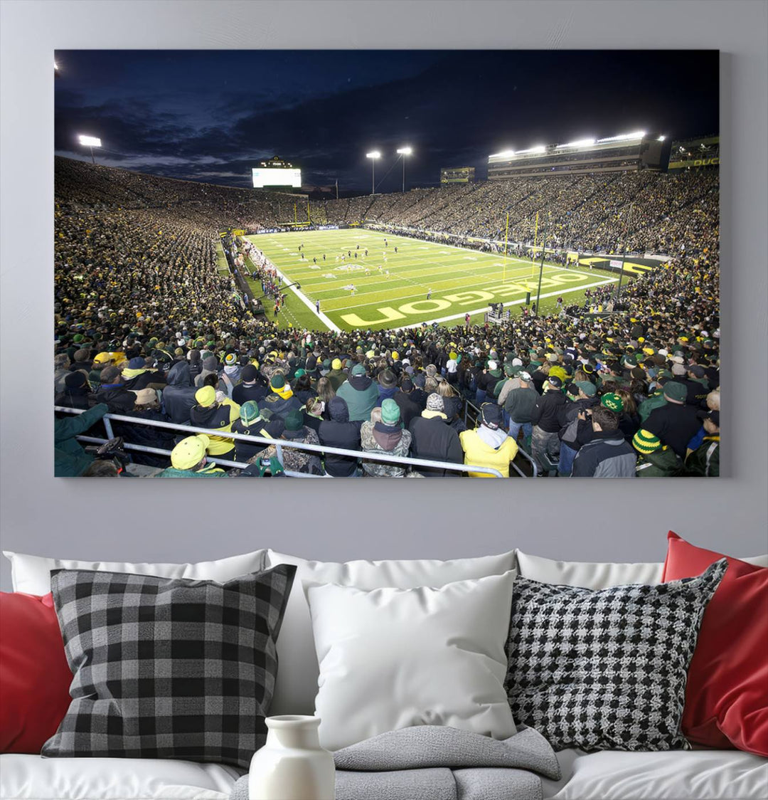 University of Oregon Ducks Football Team Print - Eugene Autzen Stadium Wall Art Canvas Print