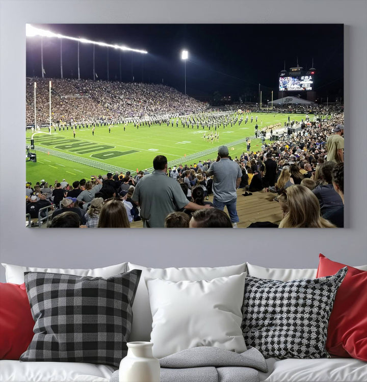 Purdue University Boilermakers Football Team Print - West Lafayette Ross-Ade Stadium Wall Art Canvas Print