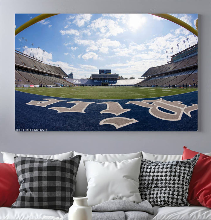 Rice University Owls Football Team Print - Houston Rice Stadium Wall Art Canvas Print