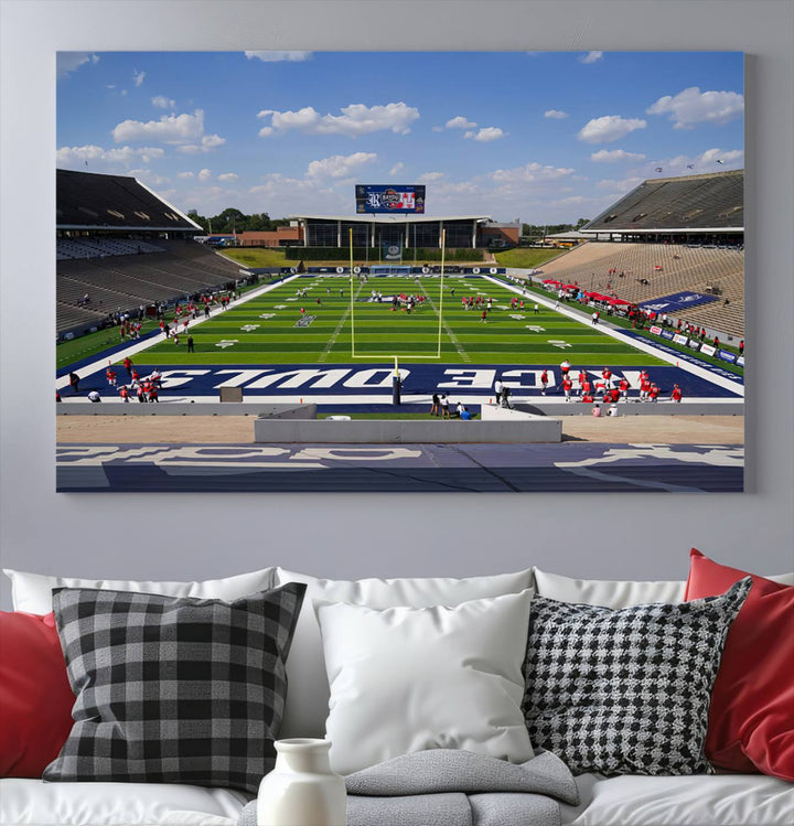 Rice University Owls Football Team Print - Houston Rice Stadium Wall Art Canvas Print