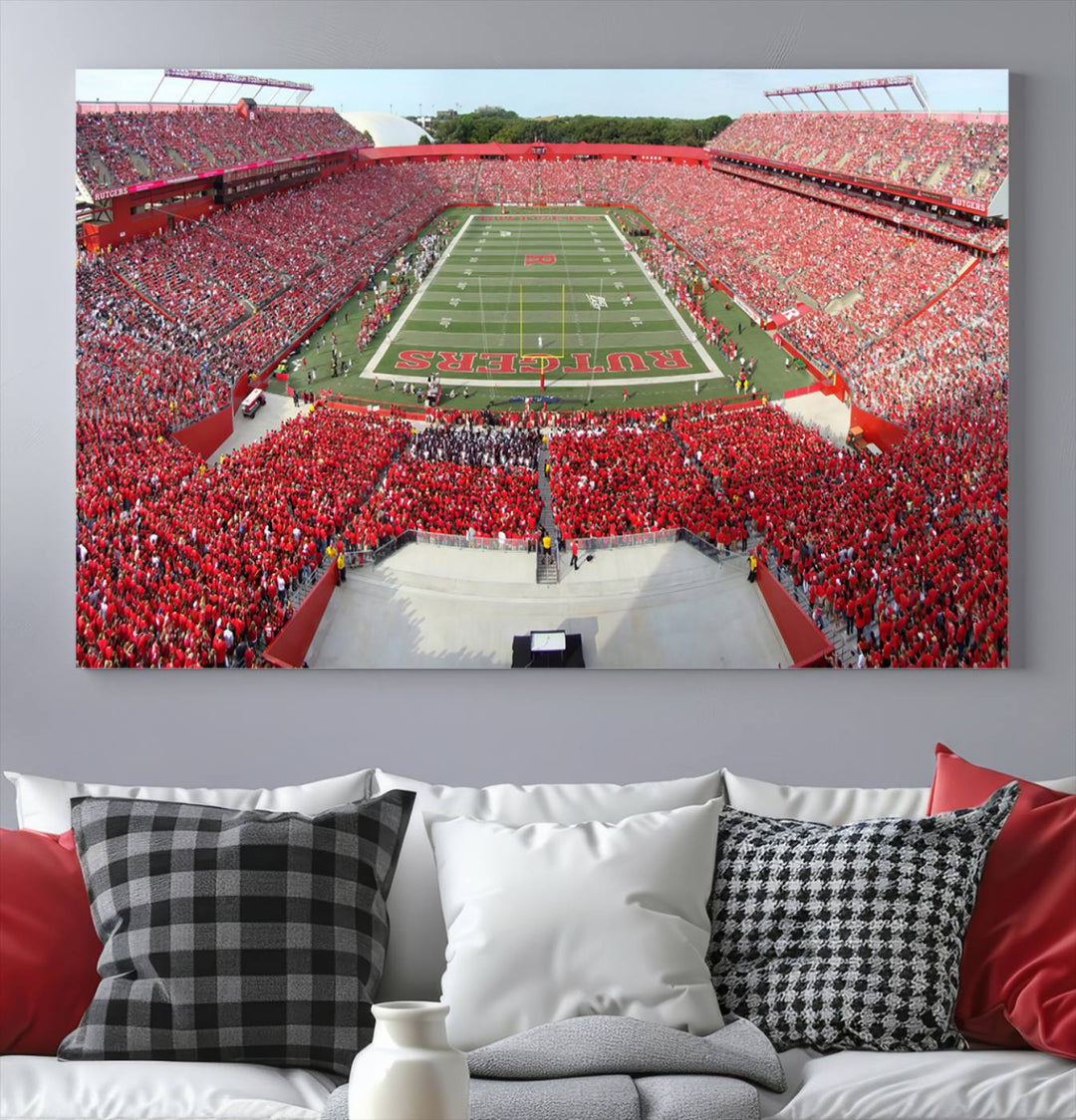 Rutgers Scarlet Knights Football Team Print - Piscataway SHI Stadium Wall Art Canvas Print