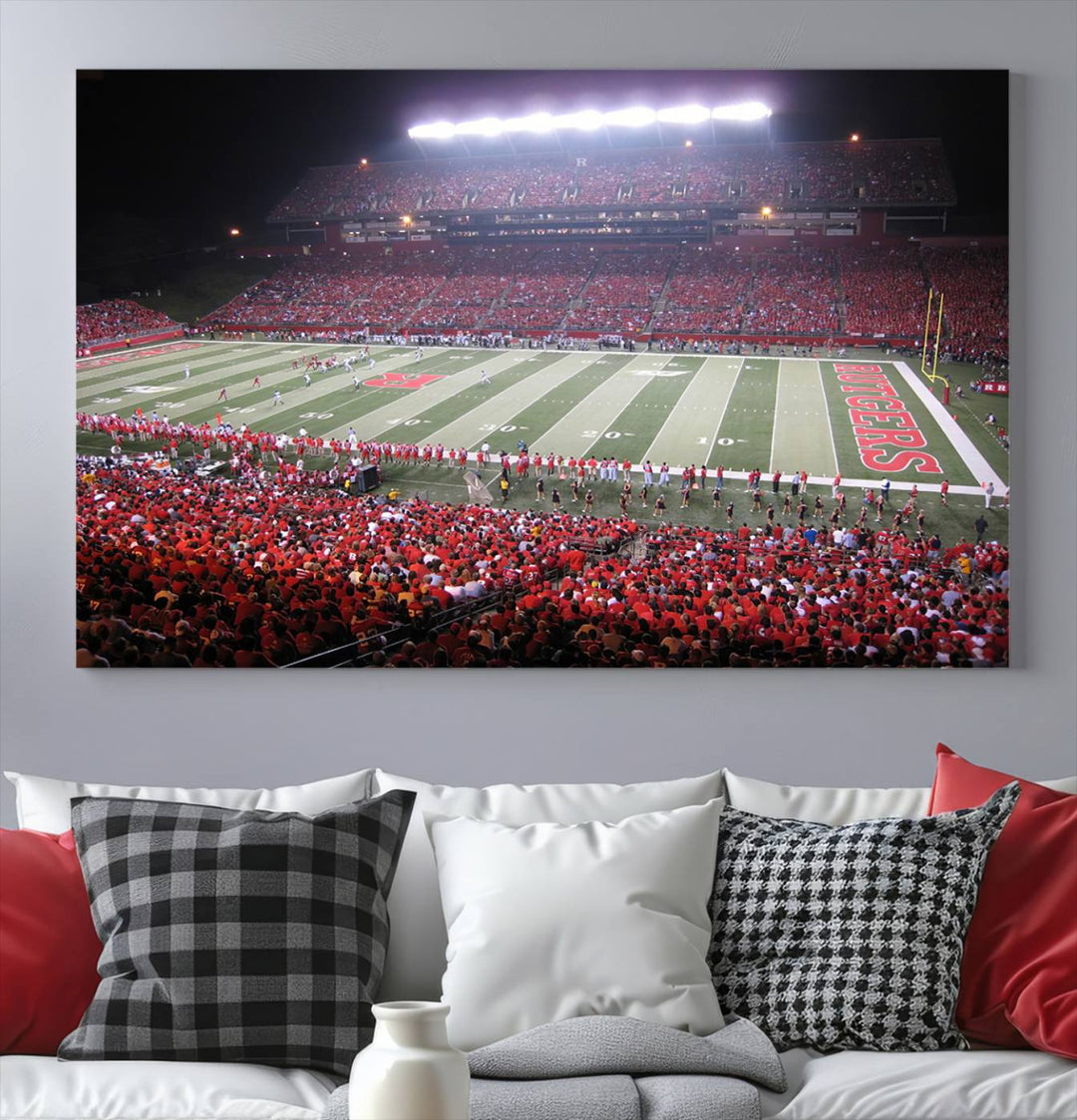 Rutgers University Scarlet Knights Football Team Print - Piscataway SHI Stadium Wall Art Canvas Print