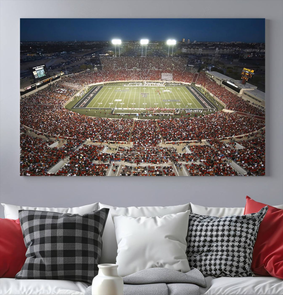 Texas Tech Red Raiders Football Team Print - Lubbock Jones AT&T Stadium Wall Art Canvas Print