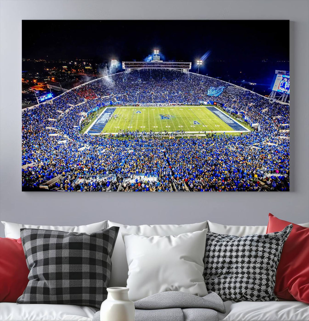 The University of Memphis Tigers Football Team Wall Art Canvas Print shines brightly.