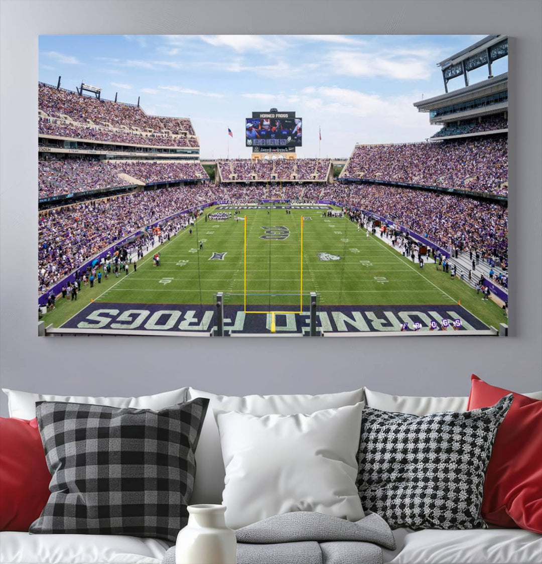 TCU Horned Frogs Football Team Print - Fort Worth Amon G. Carter Stadium Wall Art Canvas Print.t