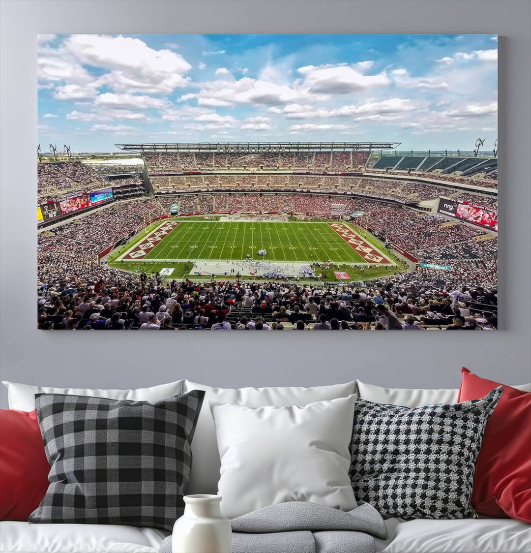 The Temple University Owls Athletics canvas print of a game at Lincoln Financial Field.