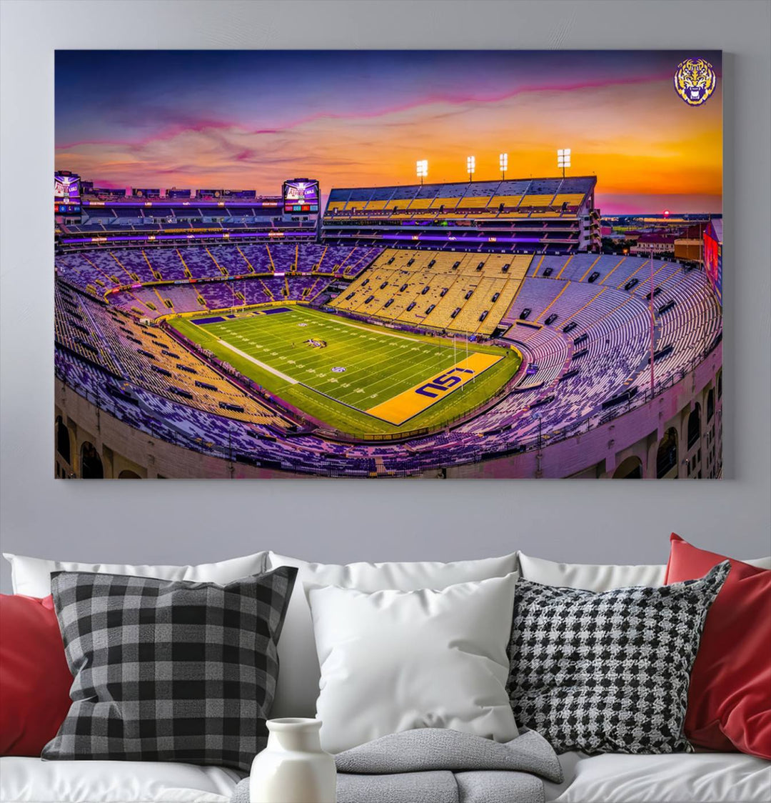 The Louisiana State University Tigers Football Team Print - Baton Rouge Tiger Stadium Wall Art Canvas Print