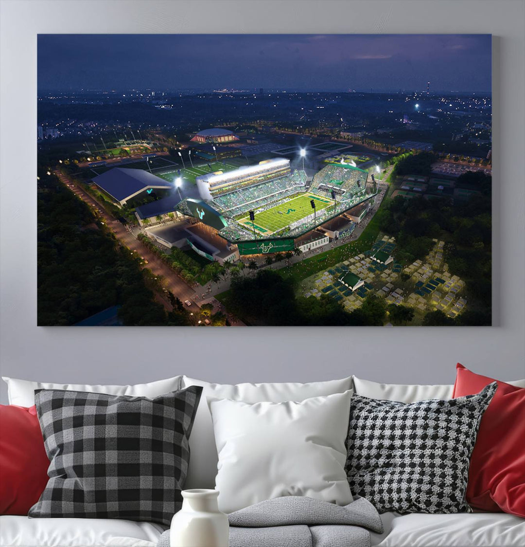 The University of South Florida Bulls Football Team Print - Tampa USF Football Stadium Wall Art Canvas Print