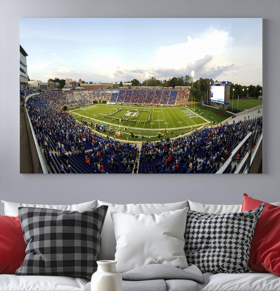 Wallace Wade Stadium print featuring a green field and sky.