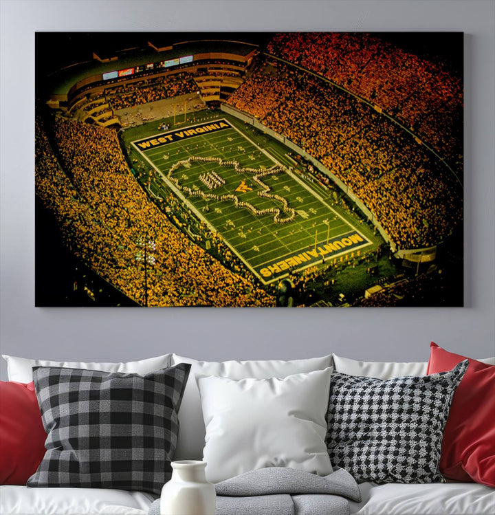 West Virginia University Mountaineers Football Team Print - Milan Puskar Stadium Canvas Print Wall Art, Morgantown City Print