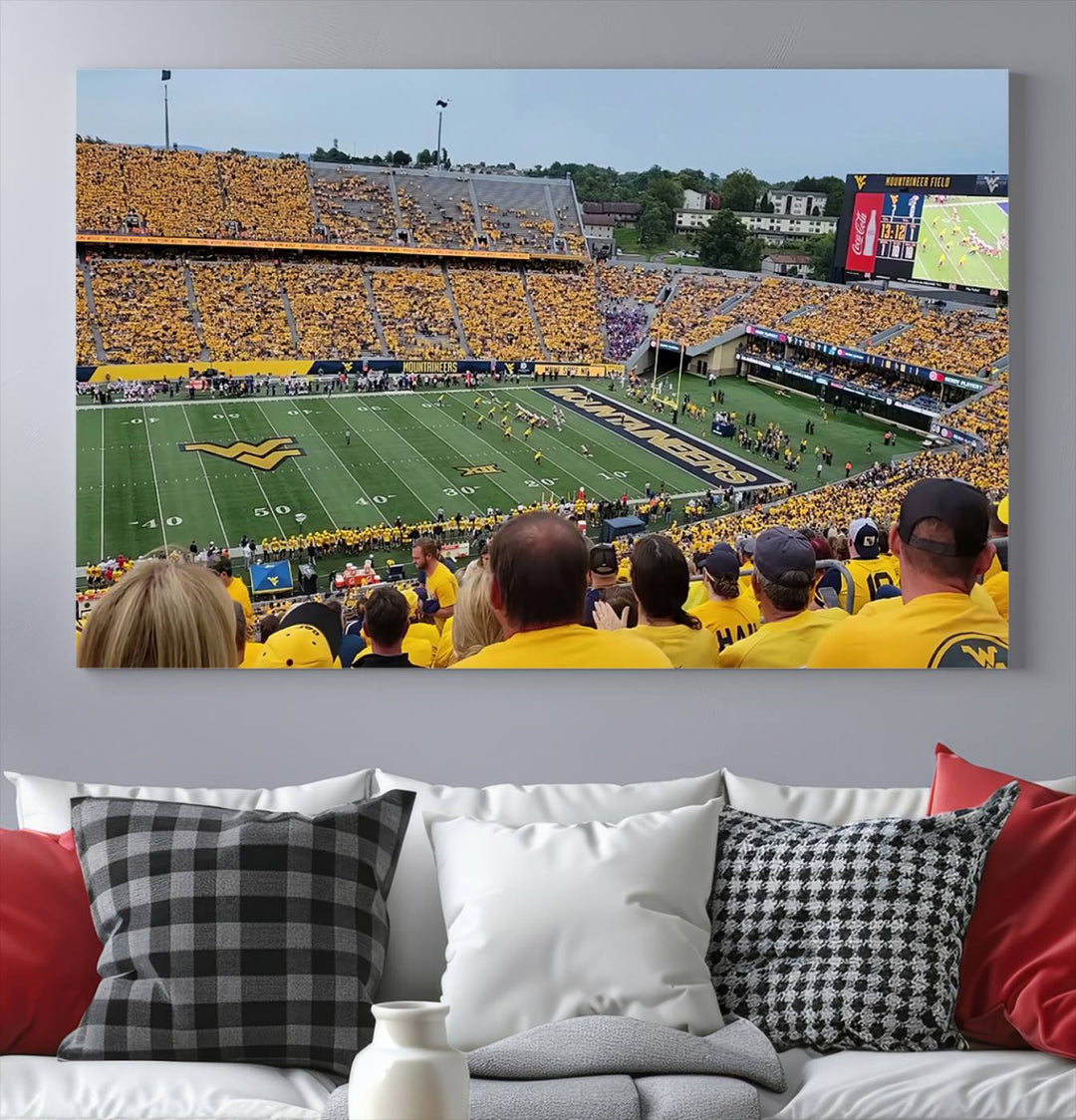 West Virginia University Mountaineers Football Team Print - Milan Puskar Stadium Canvas Print Wall Art, Morgantown Print