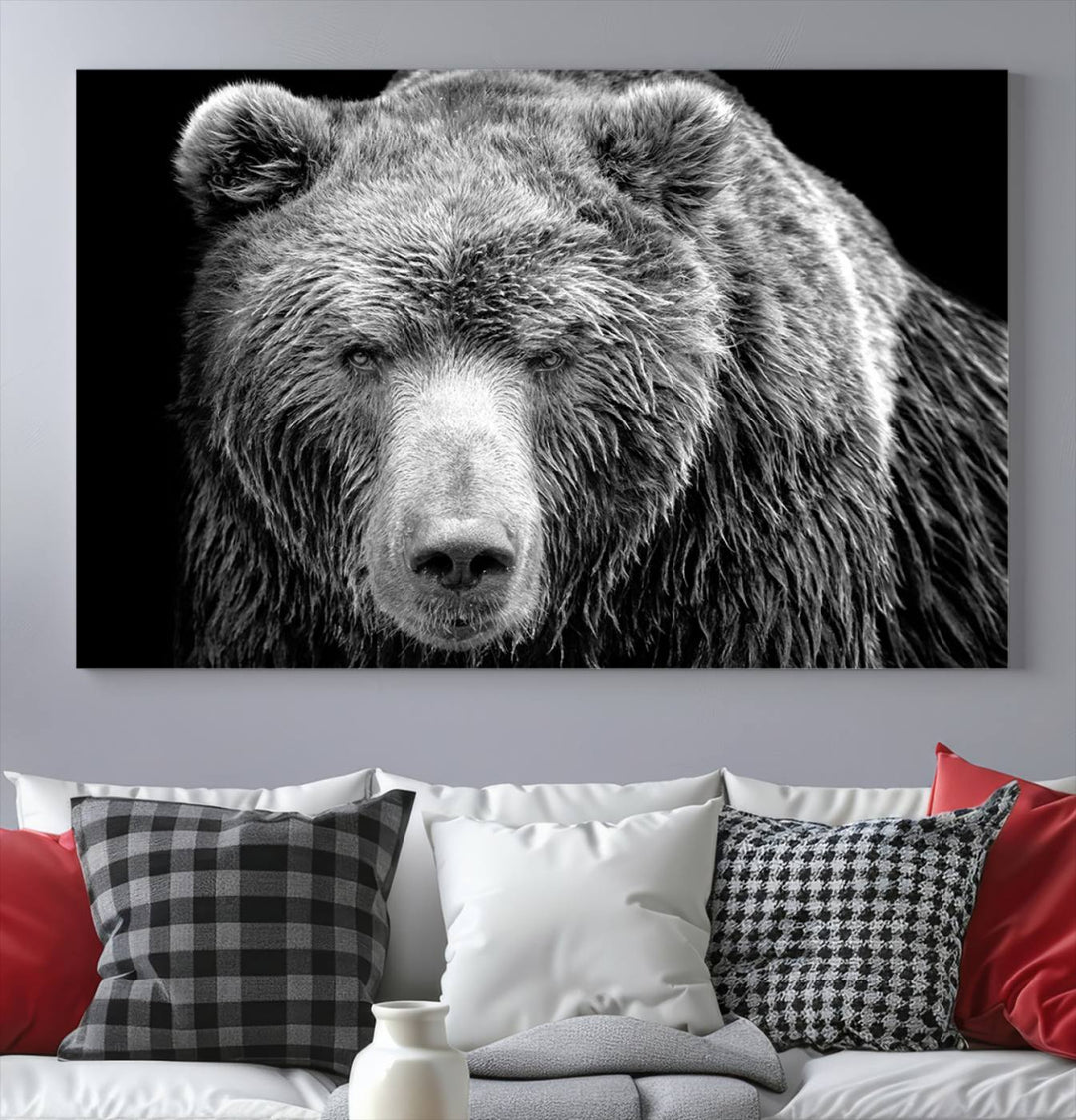 Grizzly Bear Canvas Print | Ready to Hang Wall Art | Rustic Farmhouse & Cabin Decor | Wildlife Artwork