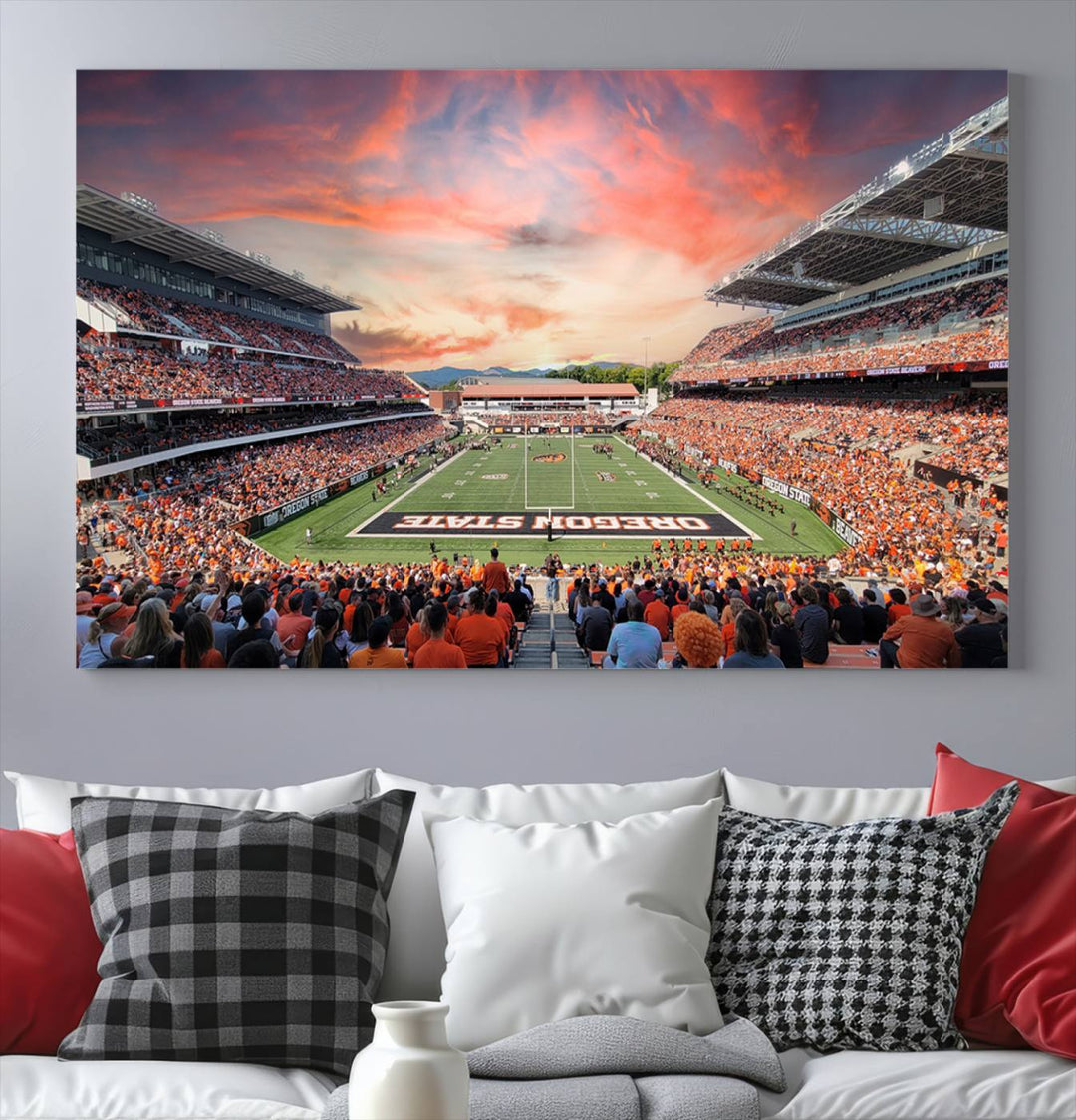 Oregon State Beavers Football Team Print - Corvallis Reser Stadium Wall Art Canvas Print