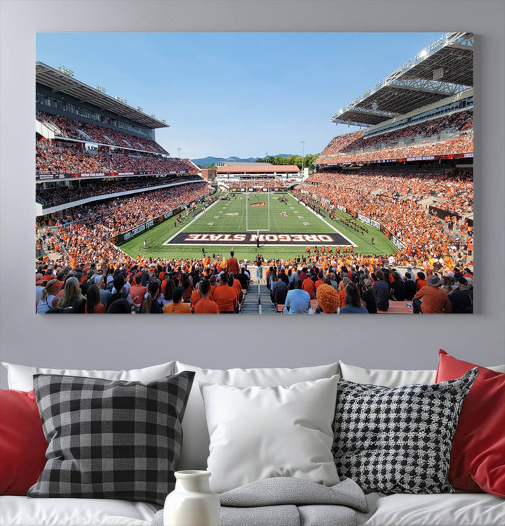 Oregon State Beavers Football Team Print - Corvallis Reser Stadium Wall Art Canvas Print