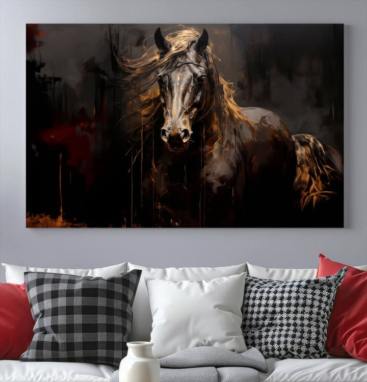 Abstract Black Horse Canvas Print | Abstract Equine Wall Art | Western Decor Print | Horse Lover Gift | Farmhouse & Cabin Wall Art