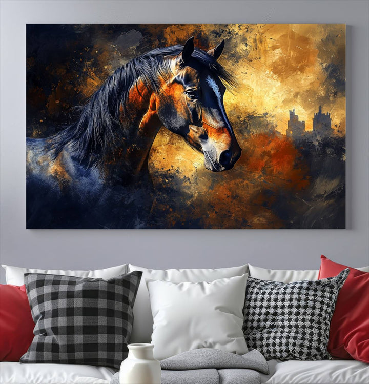 Abstract Horse Art Print - Abstract Canvas Wall Art | Perfect for Rustic Farmhouse, Modern, or Equestrian Wall Decor | Horse Lovers Home Decor
