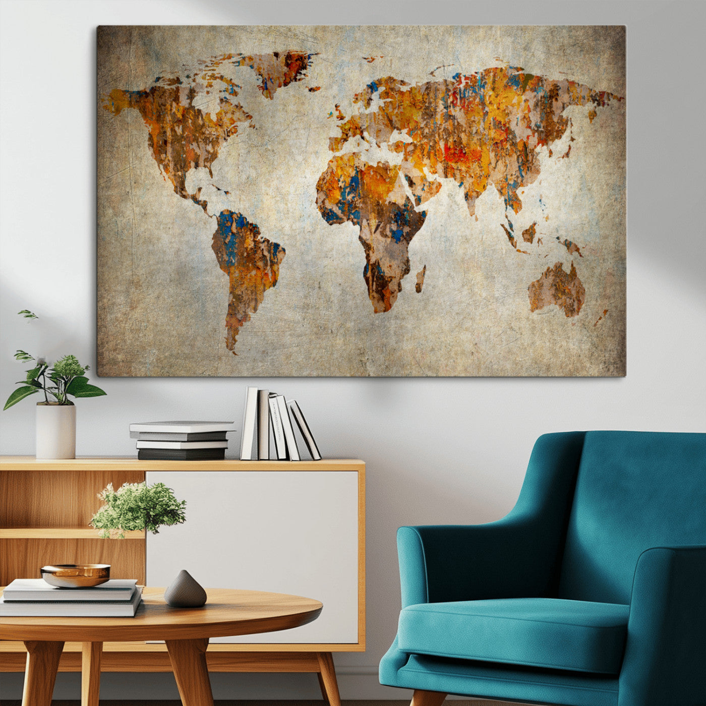 MGV-CV-36X24 - Push Pin World Map Canvas Print – Framed Wall Art for Couples to Track Their Travels – Anniversary