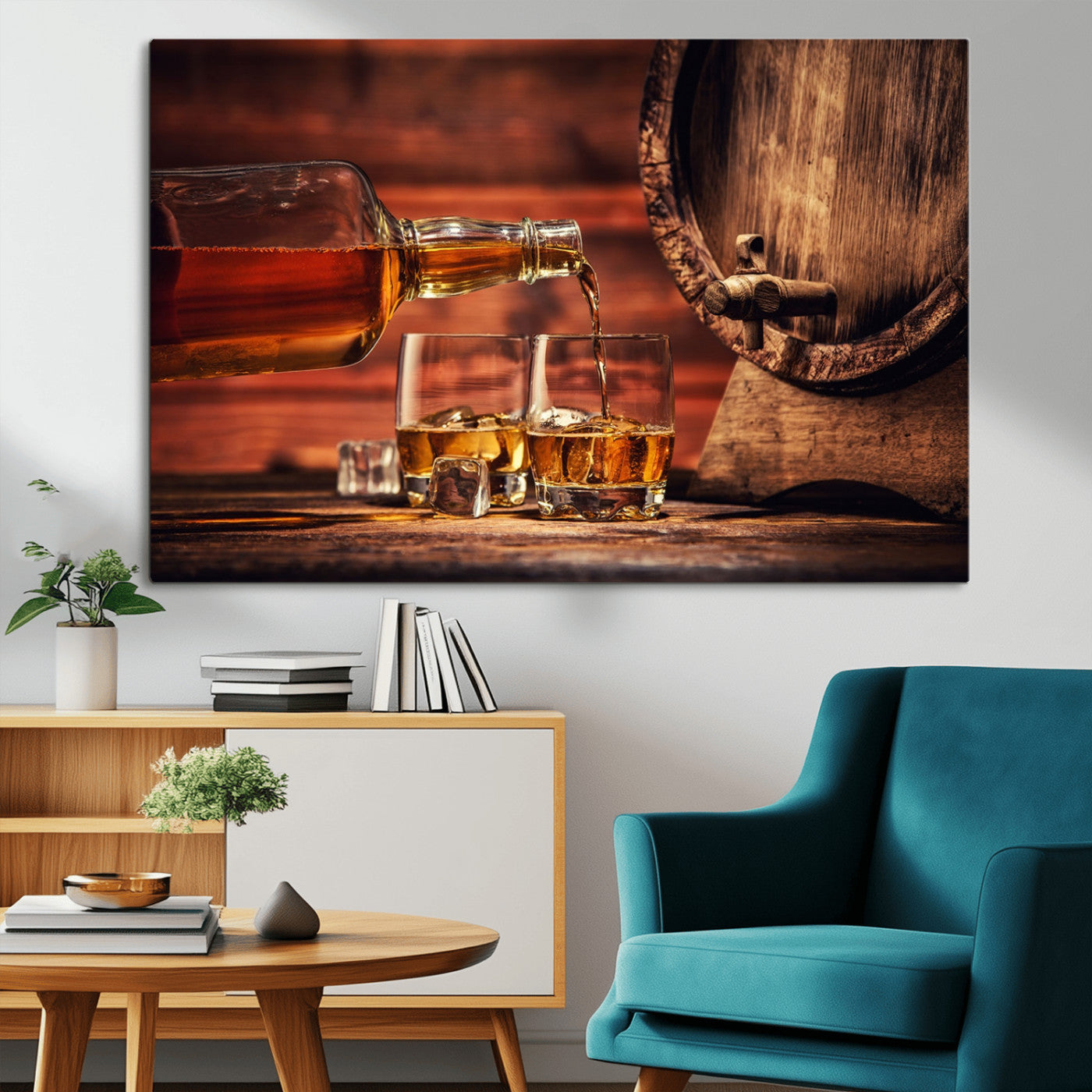 MGV-CV-36X24 - Whiskey and Cigar Canvas Wall Art | 3 Panel Bar Room Decor for Home Lounge, Office, or Man Cave |