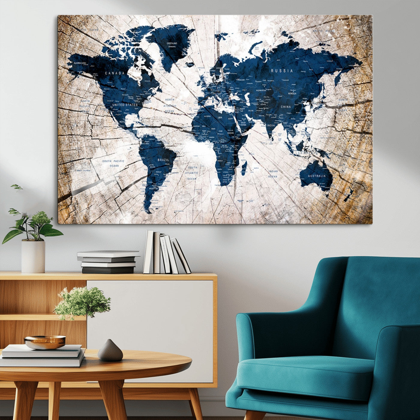 MGV-CV-36X24 - Push Pin World Map Canvas Print – Framed Wall Art for Couples to Track Their Travels – Anniversary