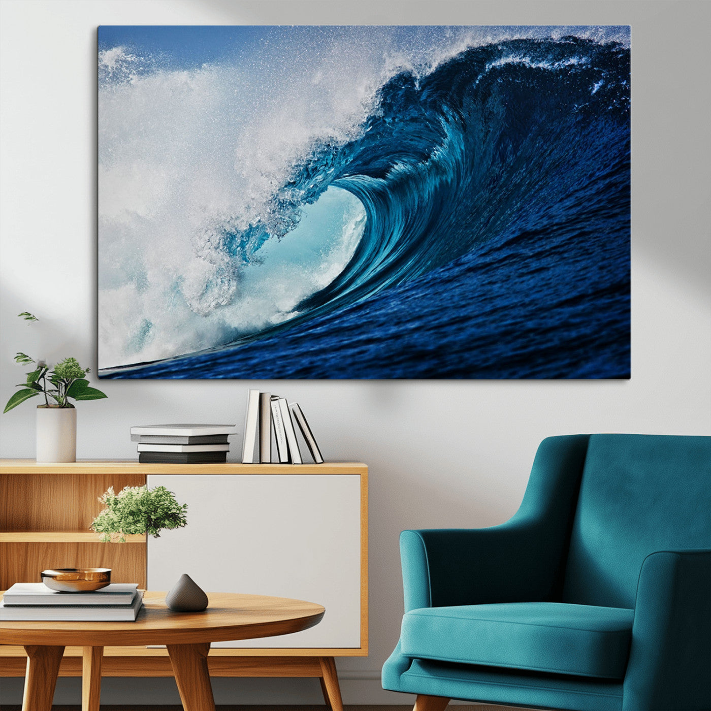 MGV-CV-36X24 - Ocean Wave at Sunset Canvas Art, Large Wall Print of Vibrant Water Waves, Coastal Art for Living Room and Dining Room Decor