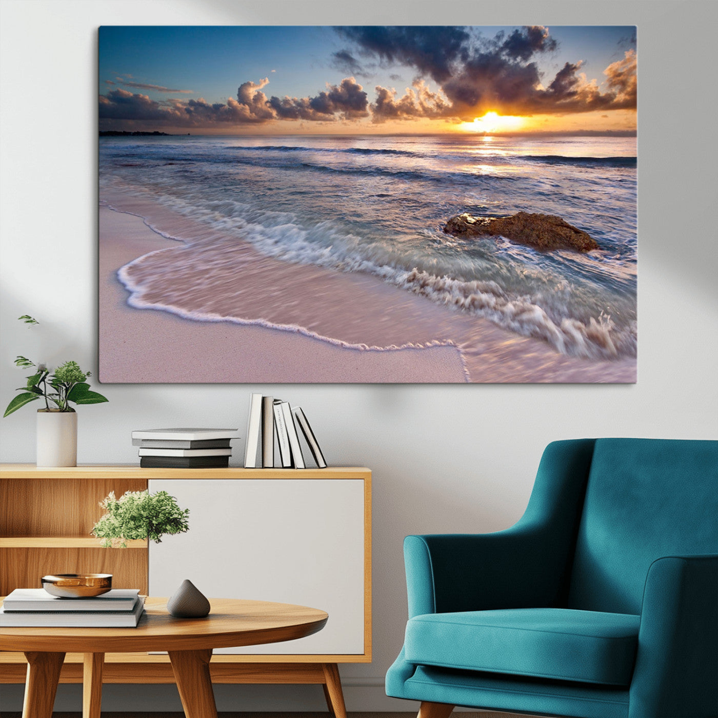 MGV-CV-36X24 - Sea Ocean Sunset Beach Wall Art Canvas Print