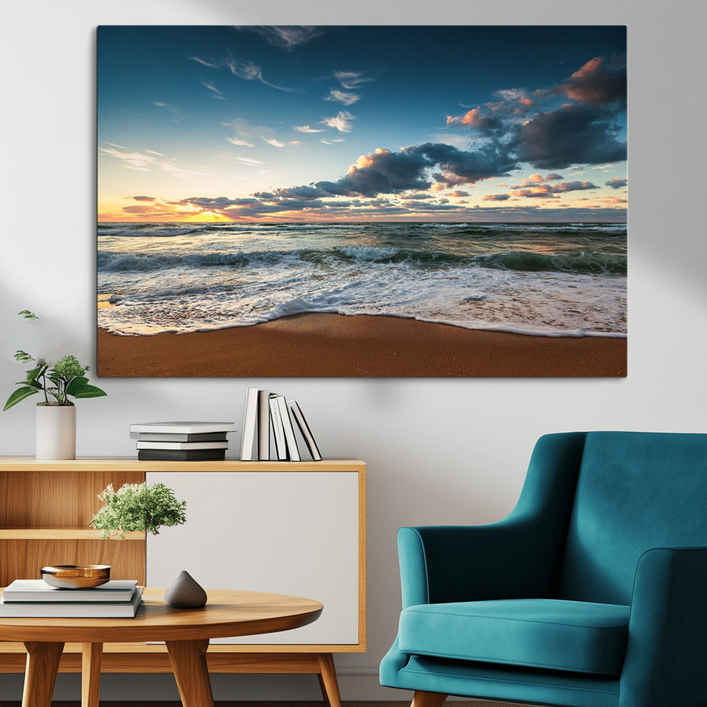 MGV-CV-36X24 - Ocean Beach Wall Art Canvas Print Sunset Artwork Print Coastal Wall Art