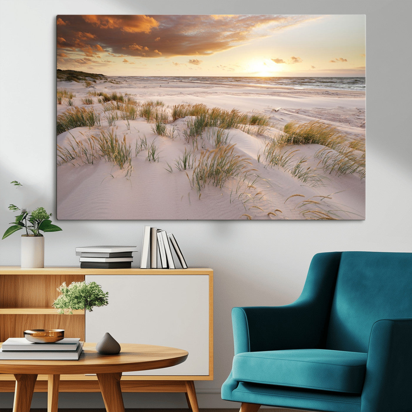 MGV-CV-36X24 - Flight Over Coastal Beach Landscape, Flight Over Coastal Beach Print Canvas Wall Art