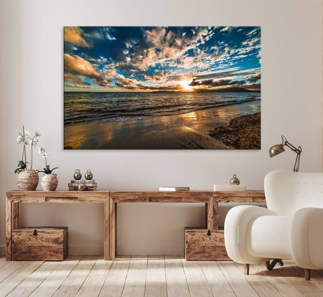 Beach Wall Art - Ocean Sunset Canvas.