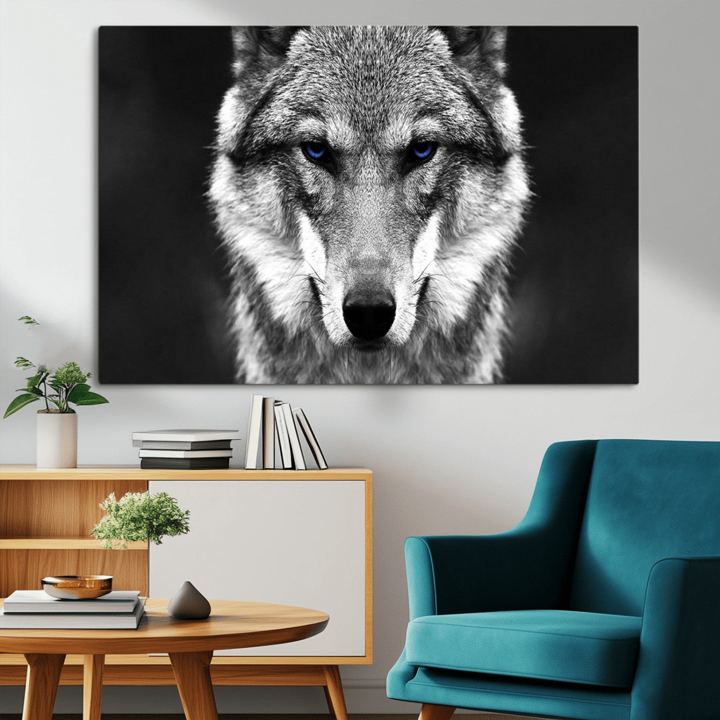 MGV-CV-36X24 - Black and White Wild Wolf Wall Art Canvas Print