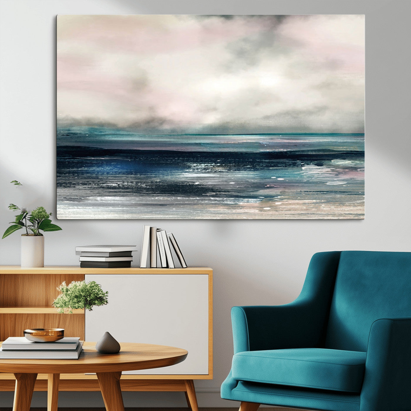 MGV-CV-36X24 - Abstract Ocean Wall Art Print – Modern Seascape Canvas Print – Minimalist Coastal Artwork
