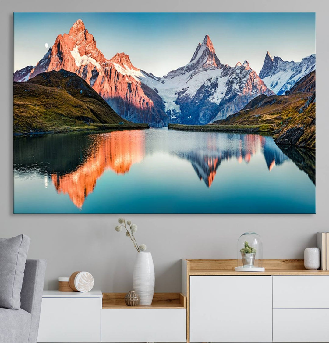 Landscape Mountain and Lake View Wall Art Canvas Print.