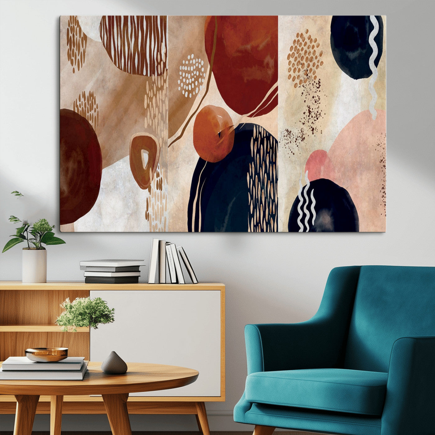 MGV-CV-36X24 - Boho Wall Art Canvas Print Set Mid-Century Prints Bohemian Wall Artwork Prints Boho Neutral