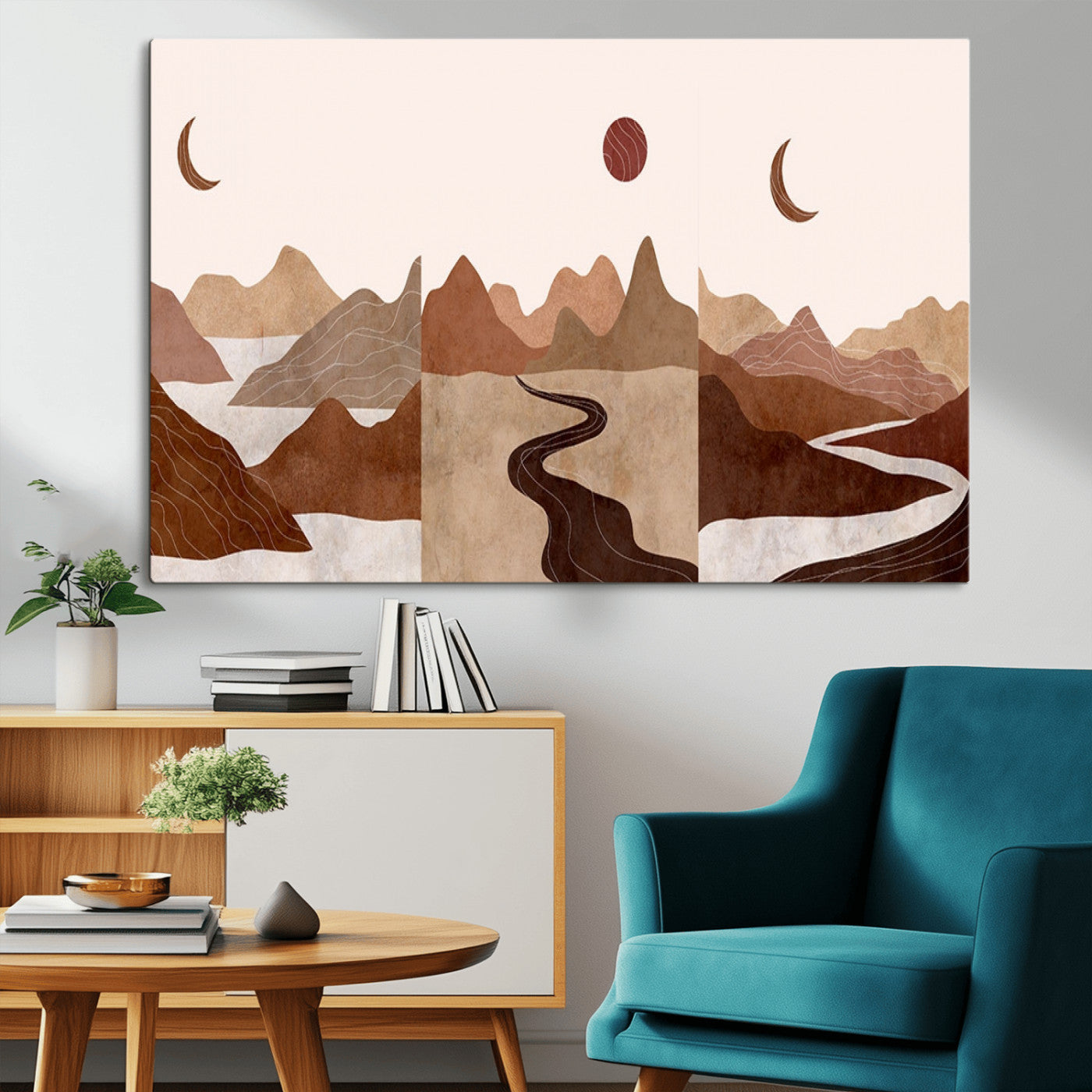 MGV-CV-36X24 - Boho Wall Art Canvas Print Set Mid-Century Prints Bohemian Wall Artwork Prints Boho Neutral