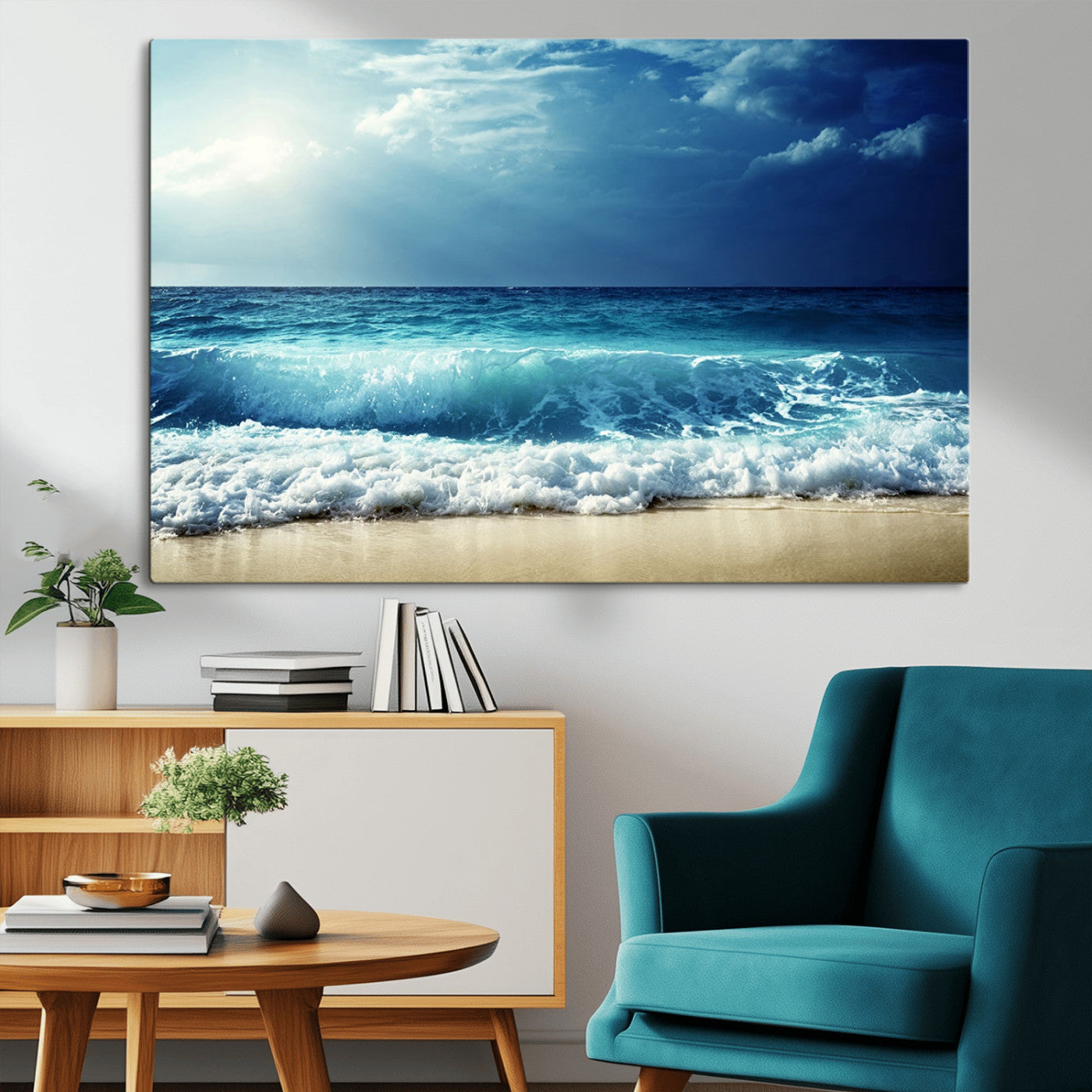 MGV-CV-36X24 - Majestic Ocean Wave Wall Art Canvas | 3 Panel Large Seascape Print for Living Room, Bedroom, Office Decor, Ready to Hang