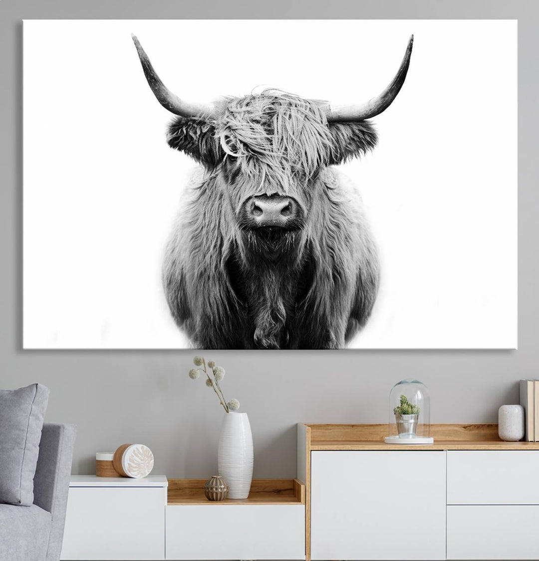 Highland Cow Canvas hanging prominently.