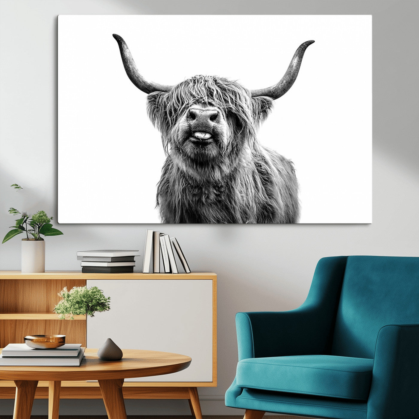 MGV-CV-36X24 - Fanny Scottish Highland Cow Cattle Art Print Farmhouse Wall Art Canvas Print