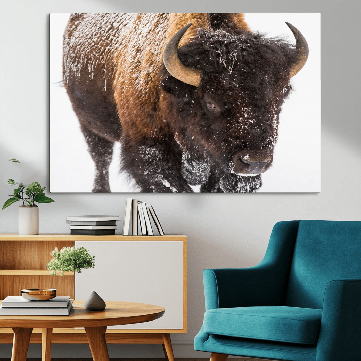 MGV-CV-36X24 - Bison Wall Art Canvas Print For Farmhouse, Wild Animal Wall Art