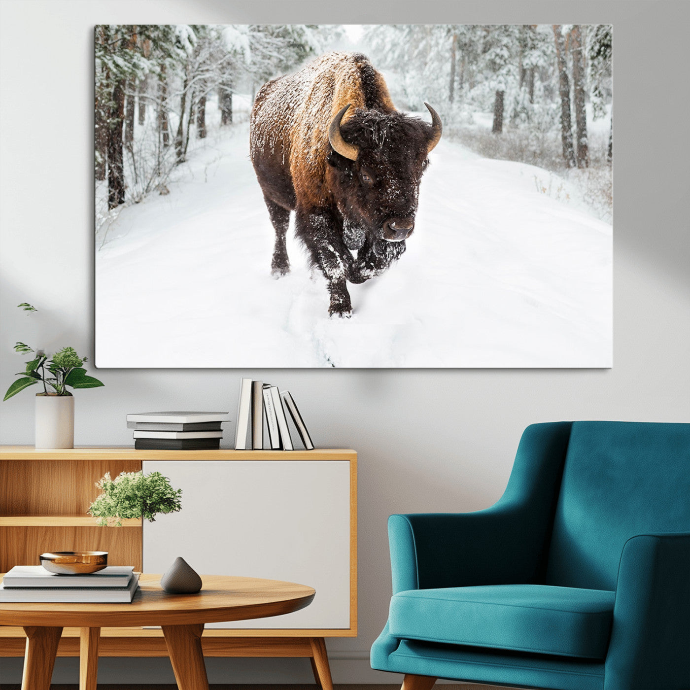 MGV-CV-36X24 - Bison Wall Art Canvas Print For Farmhouse, Animal Canvas Print, Wild Animal Wall Art