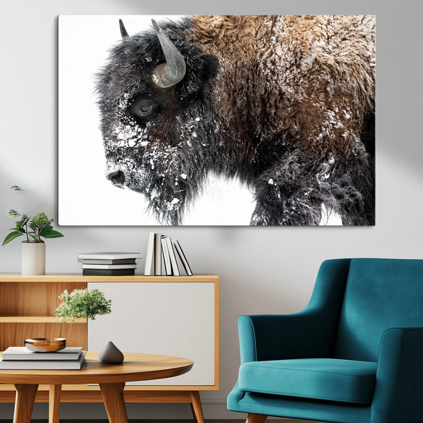 MGV-CV-36X24 - American Bison Wall Art Print | Buffalo Canvas Wall Art |  Framed and Ready to Hang Bison Print for Living Room or Office