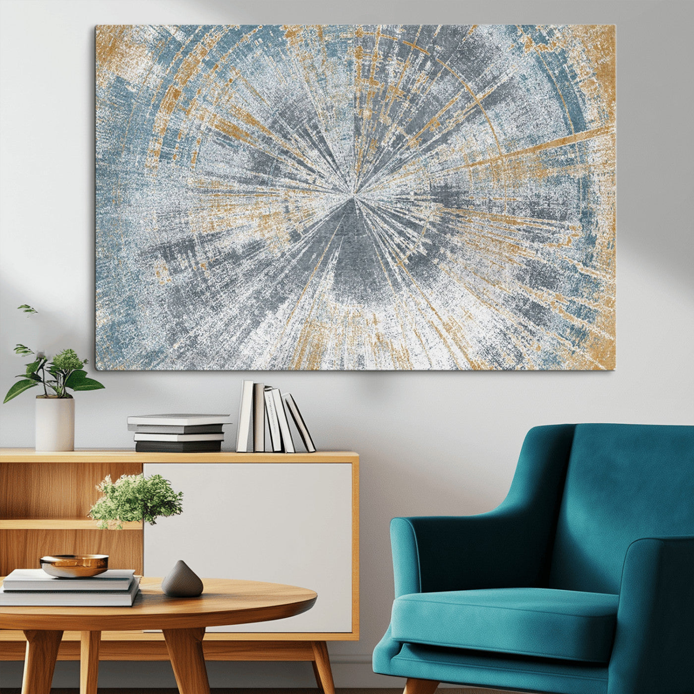 MGV-CV-36X24 - Radiant Abstract Wood Rings Canvas Art – Modern Triptych Wall Decor for Living Room or Farmhouse Decor