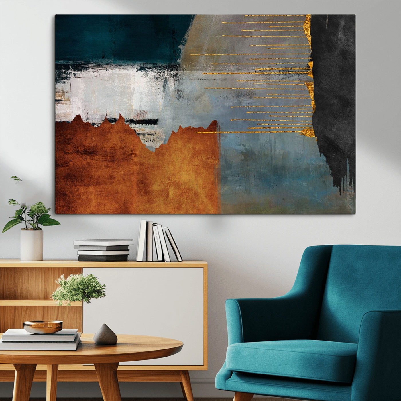 MGV-CV-36X24 - Modern Abstract Canvas Art Canvas Print - Framed and Ready to Hang Artwork for Contemporary Living Room or Office Decor