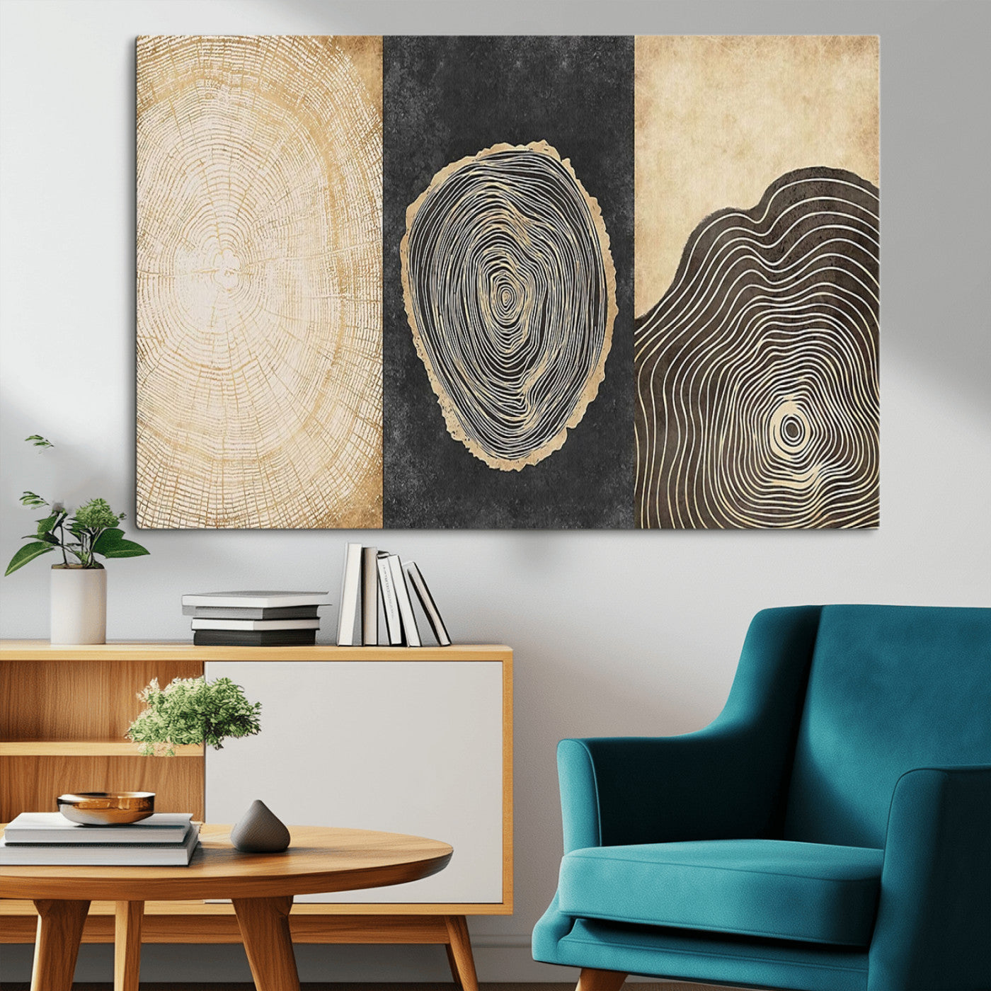 MGV-CV-36X24 - Tree Rings Canvas Wall Art Print – Minimalist Natural History in Modern Decor - Minimalist Boho Wall