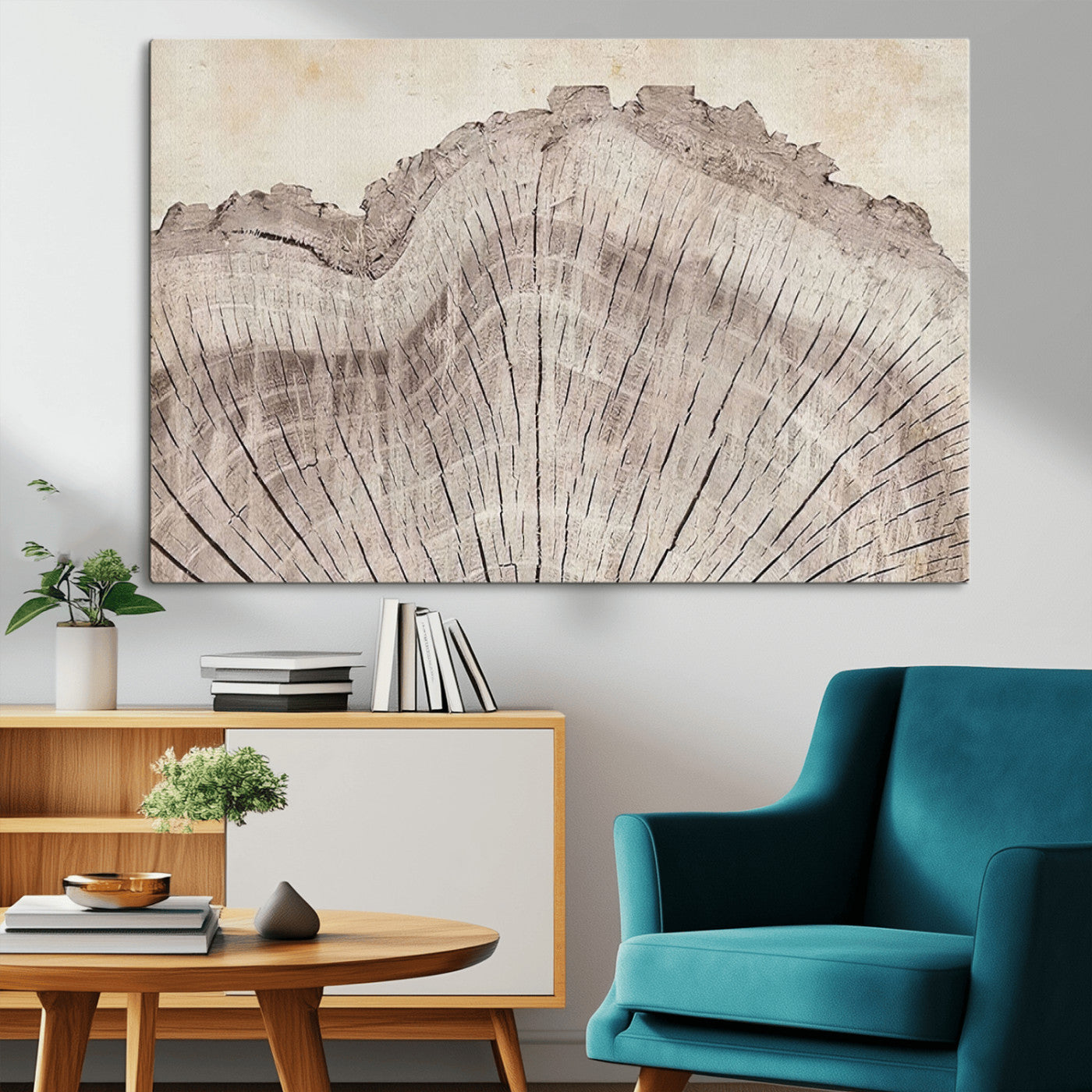 MGV-CV-36X24 - Tree Ring Wall Art Triptych, Rustic Wood Ring Canvas Print, Minimalist Wall Decor for Modern Homes and Farmhouse Decor