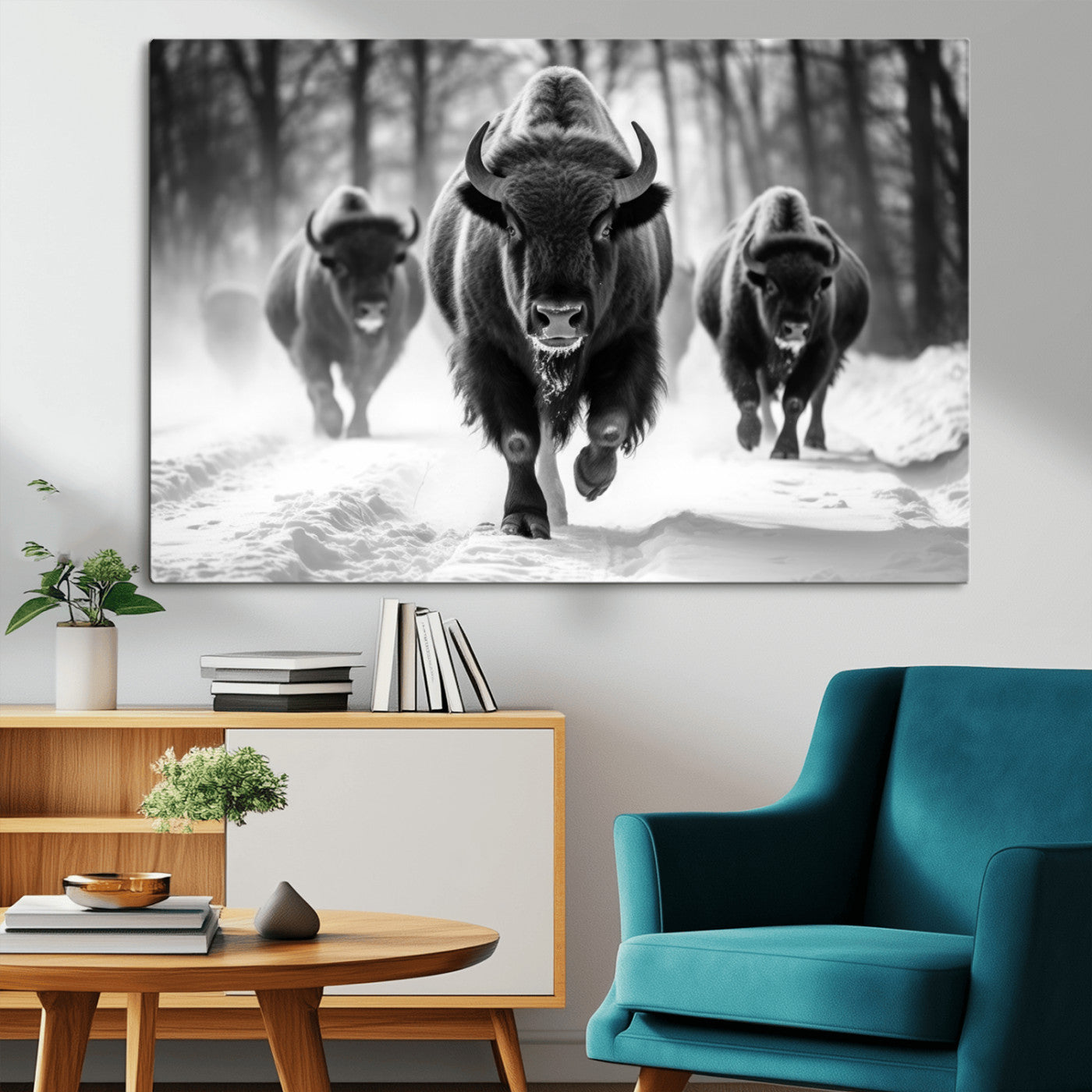 MGV-CV-36X24 - Buffalo Wall Art Canvas Print, Bison Family Wall Art Canvas Print