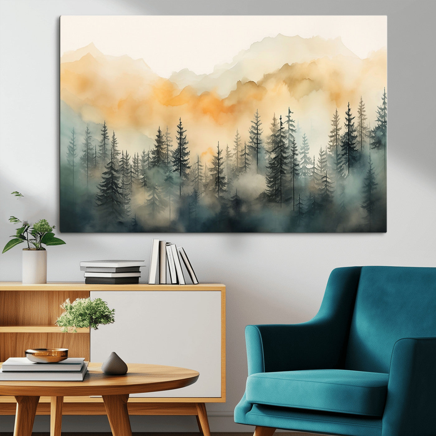 34155-MGV-CV-36X24-Abstract Forest Print - Mountain Wall Art | Autumn Landscape Canvas Print for Living Room, Bedroom, or Office | Large Wall Art Decor